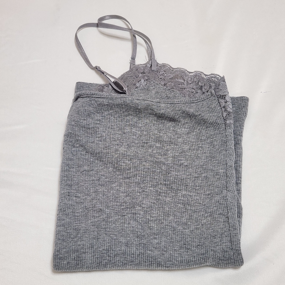 Y2K Babydoll Tank Top Cami Lace Trim Stretch Large Fitted Bella Preppy Dainty - Picture 11 of 12